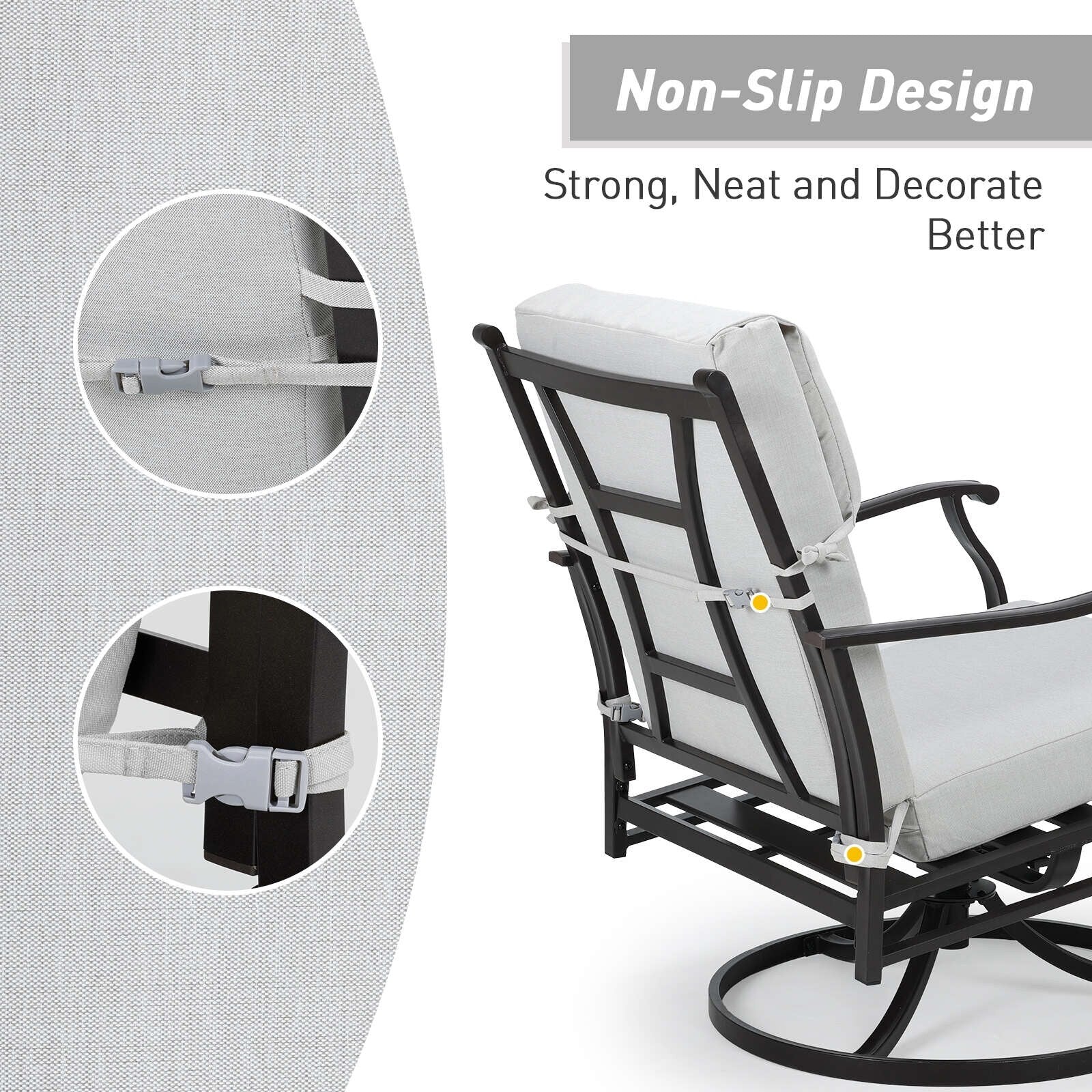 Aoodor Lot de 4 coussins pour chaises de jardin à dossier haut, 117x53x10 cm (coussins uniquement)