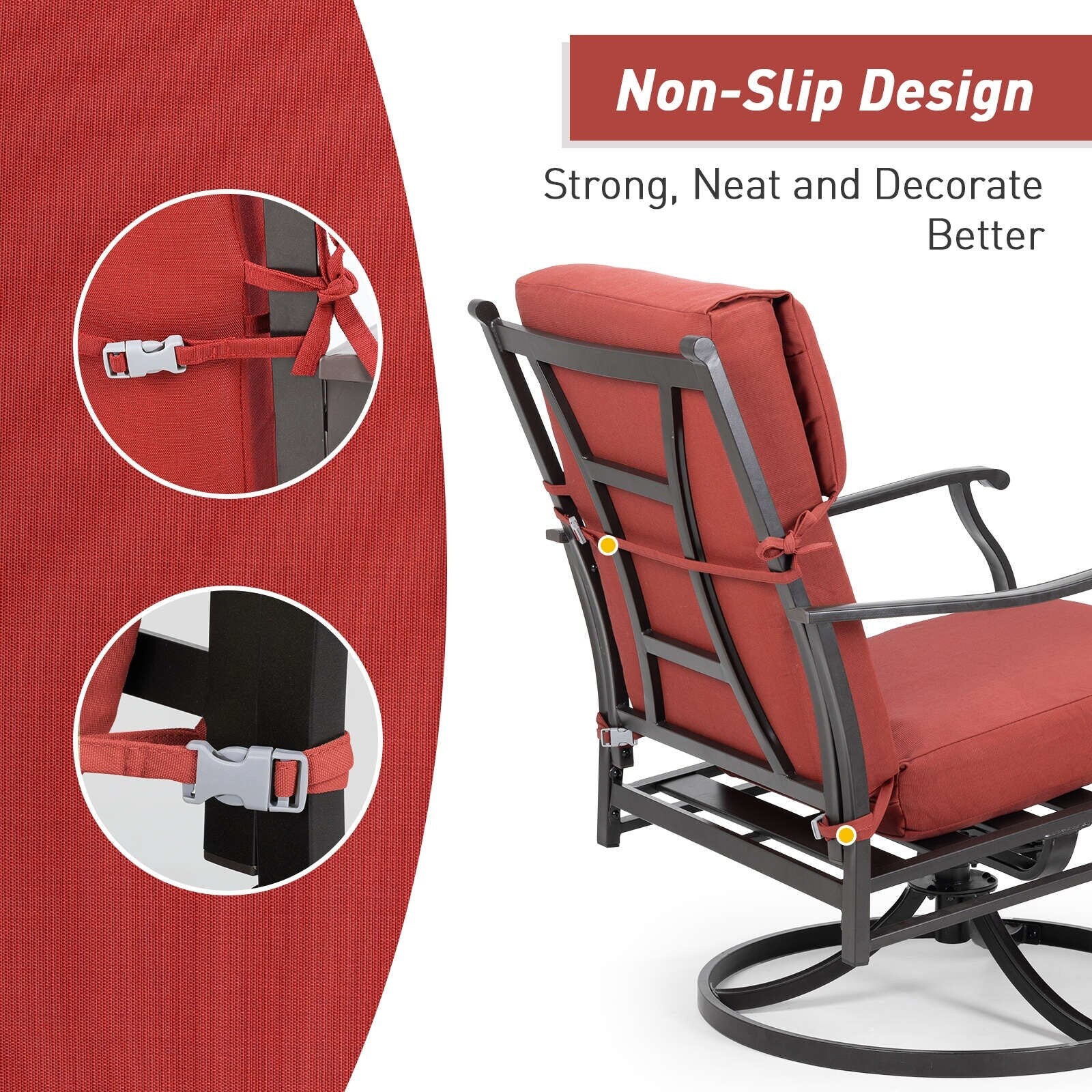 Aoodor Lot de 4 coussins pour chaises de jardin à dossier haut, 117x53x10 cm (coussins uniquement)