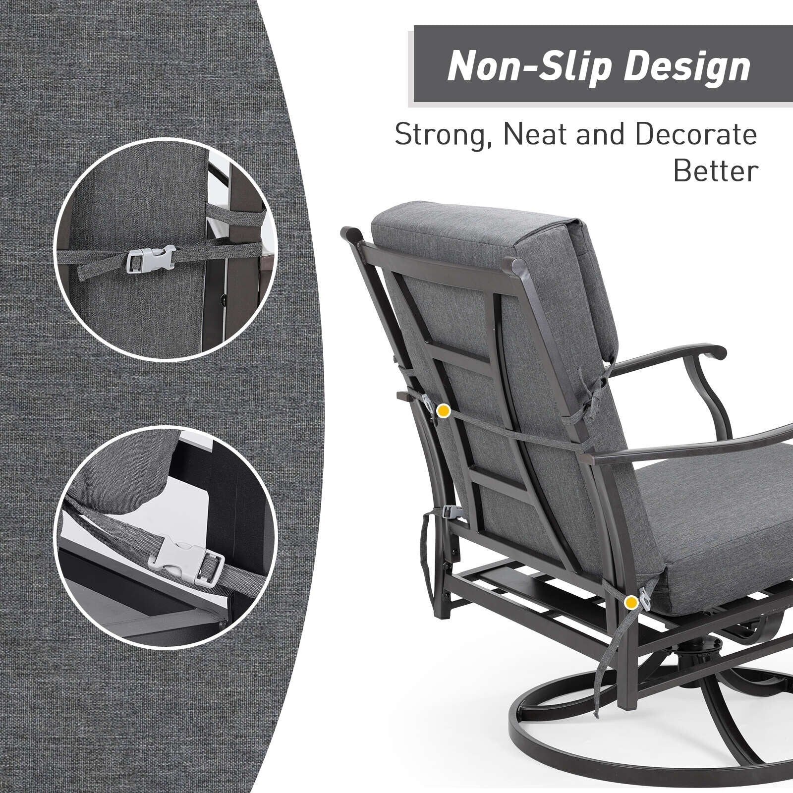 Aoodor Lot de 4 coussins pour chaises de jardin à dossier haut, 117x53x10 cm (coussins uniquement)