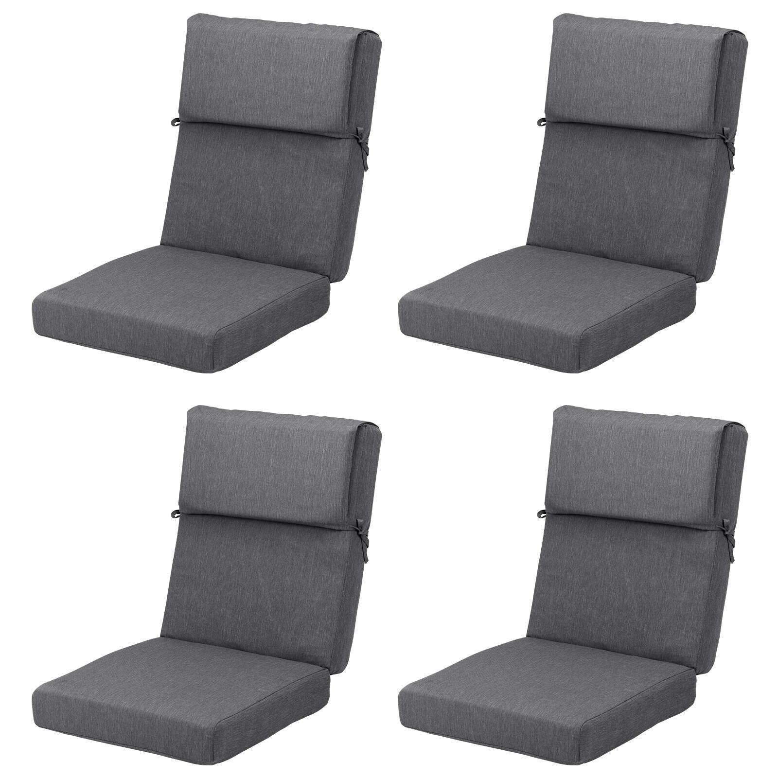 Aoodor Lot de 4 coussins pour chaises de jardin à dossier haut, 117x53x10 cm (coussins uniquement)