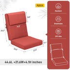 Aoodor Lot de 4 coussins pour chaises de jardin à dossier haut, 117x53x10 cm (coussins uniquement)