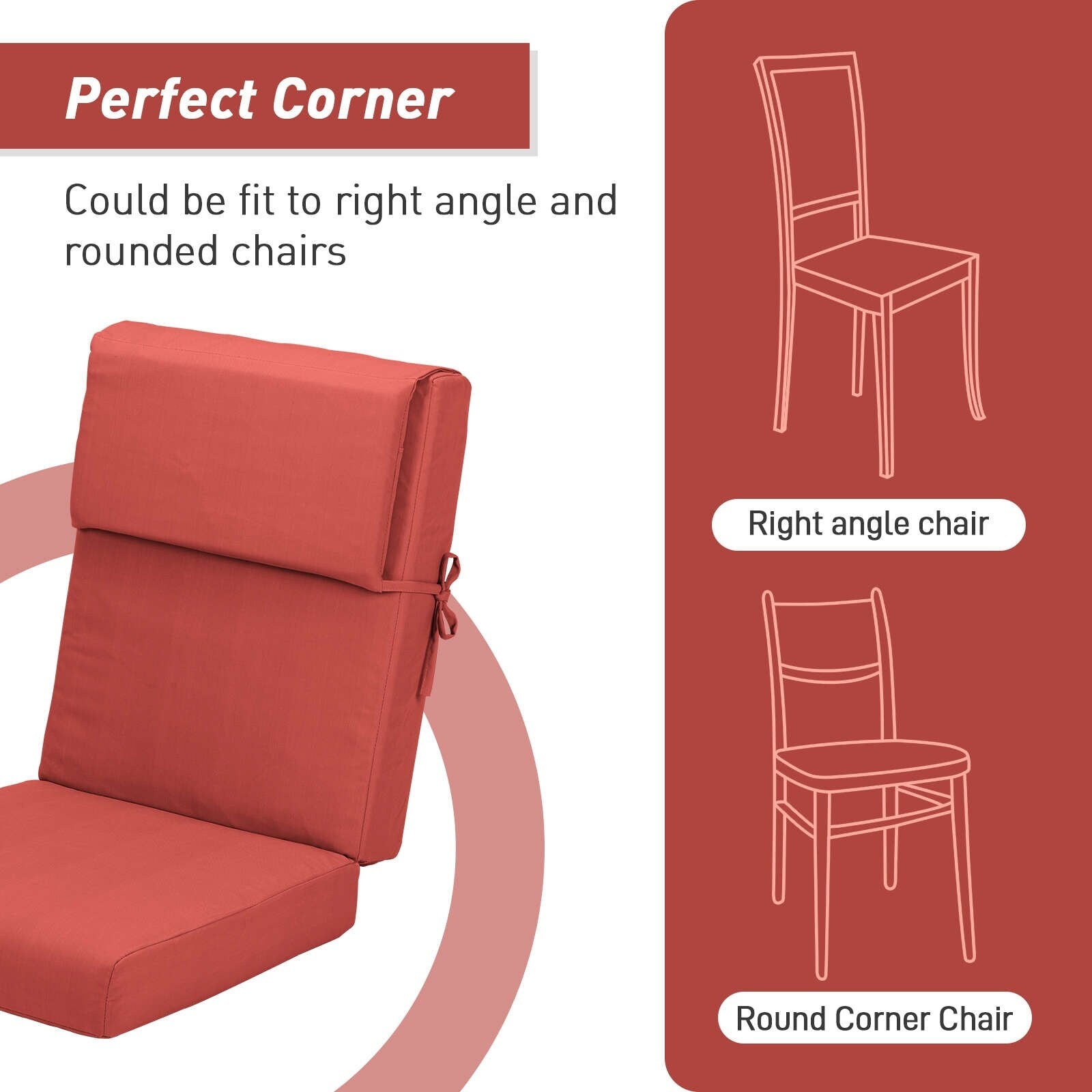 Aoodor Lot de 4 coussins pour chaises de jardin à dossier haut, 117x53x10 cm (coussins uniquement)