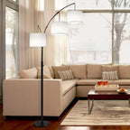 Lampe de sol LED à arc, moderne, noire, à intensité variable, avec 3 lumières, haute et arquée.