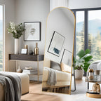 Dovelina Miroir mural à poser, miroir de sol, miroir en arc de cercle, miroir pleine longueur