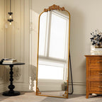 Grand miroir en forme d'arche avec motif floral baroque