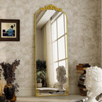 Grand miroir en forme d'arche avec motif floral baroque