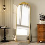 Grand miroir en forme d'arche avec motif floral baroque