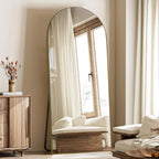 Grand miroir de sol en bois avec arche, miroir mural