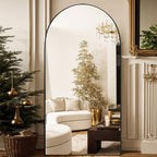 Grand miroir de sol en bois avec arche, miroir mural