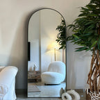 Grand miroir de sol en bois avec arche, miroir mural