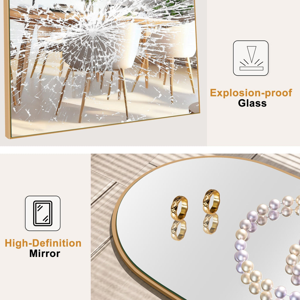 Grand miroir de sol en bois avec arche, miroir mural