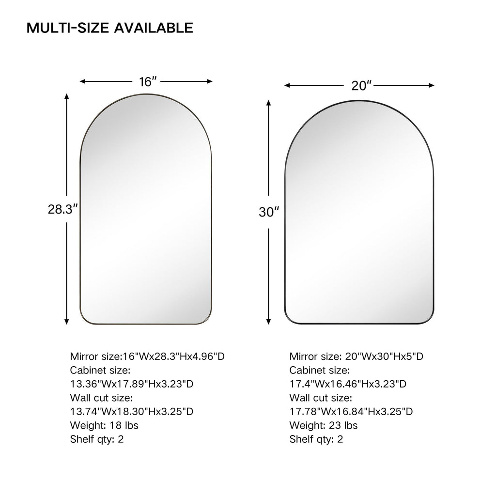 TEHOME Aristes Armoire à pharmacie encastrée avec cadre, miroir et étagères réglables