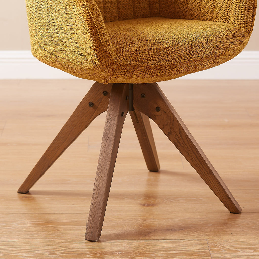 Fauteuil pivotant à accoudoirs pour bureau ou salon, style moderne, avec pieds en bois, Art Leon.