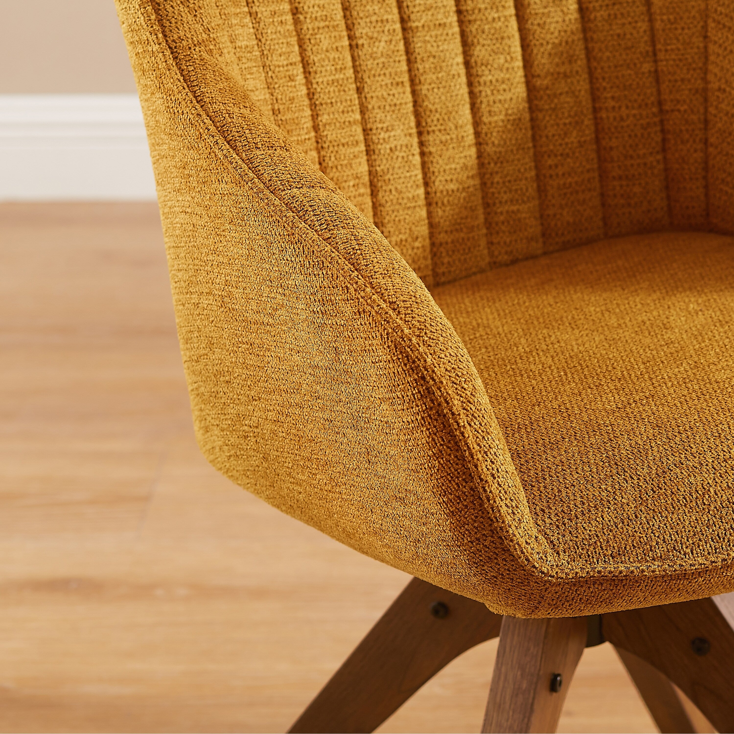 Fauteuil pivotant à accoudoirs pour bureau ou salon, style moderne, avec pieds en bois, Art Leon.