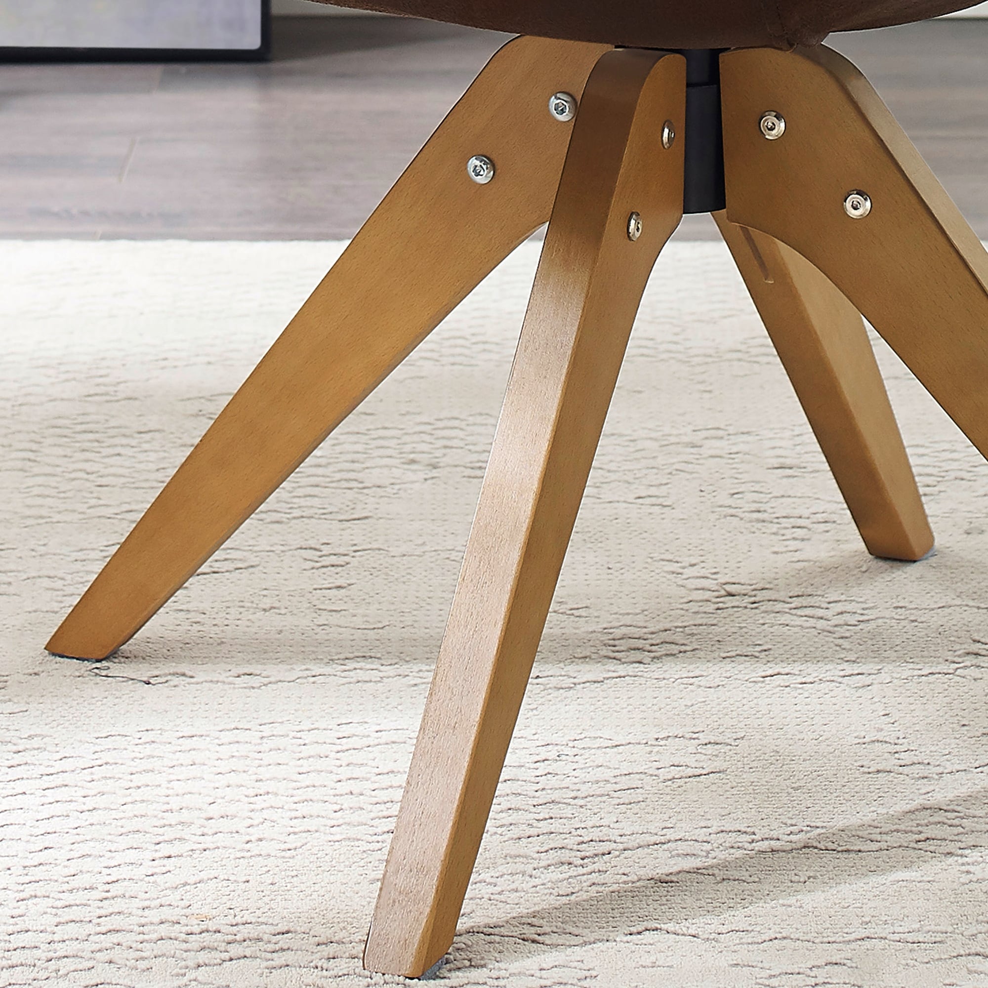 Fauteuil pivotant à accoudoirs pour bureau ou salon, style moderne, avec pieds en bois, Art Leon.