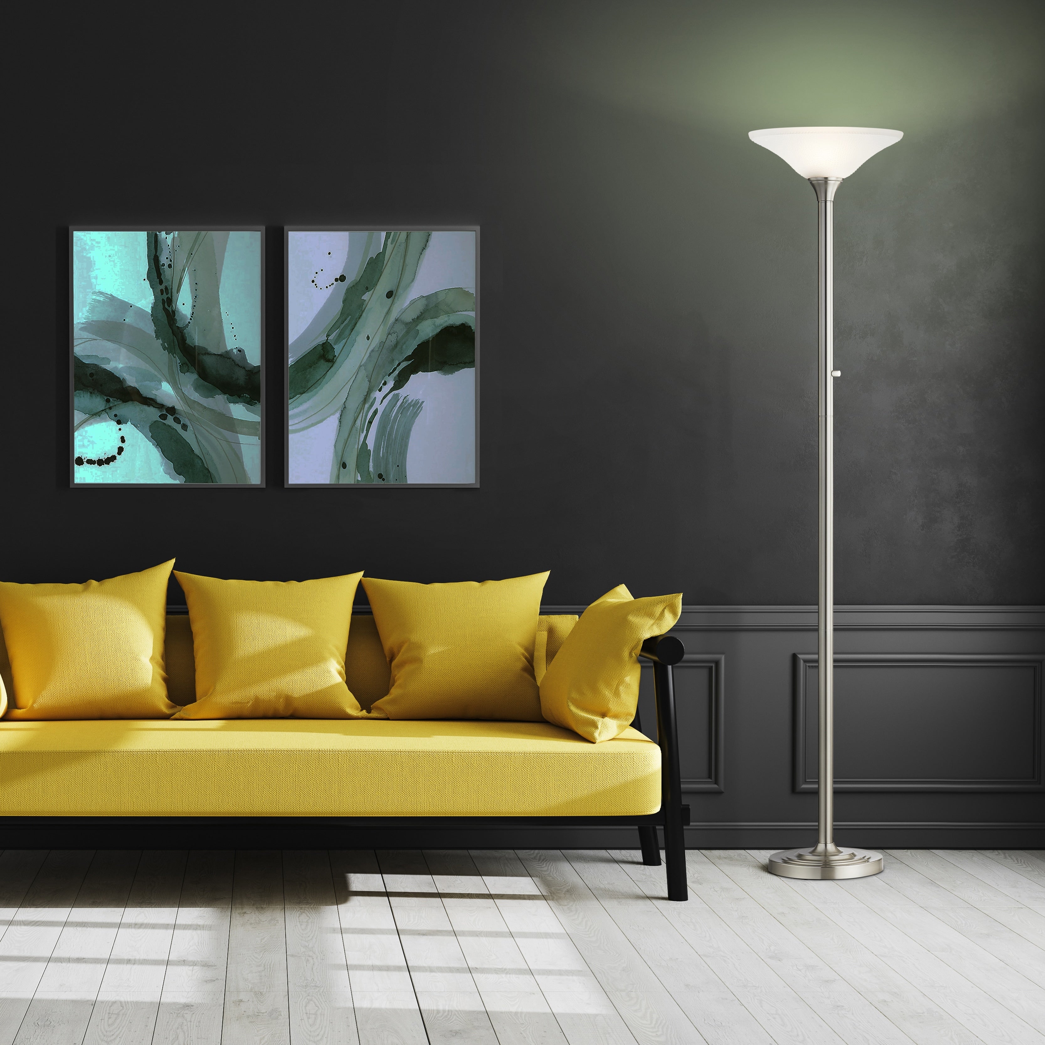 Artiva USA Lampe Torchiere LED 71 avec abat-jours en verre martelé - 71