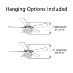 Ventilateur de plafond Astrid River of Goods à 3 lumières, 52 pouces, bronze huilé multicolore et verre teinté - 52 x 52 x 14,75/19,75