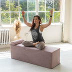 Chaise longue convertible Avana Kami / Yoga et massage - Pouf 2-en-1 avec chaise de salon de yoga escamotable, microvelours - N/A