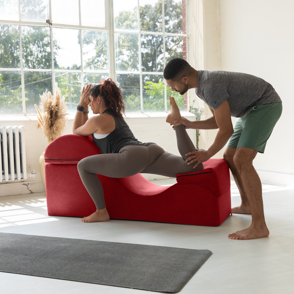 Chaise longue convertible Avana Kami / Yoga et massage - Pouf 2-en-1 avec chaise de salon de yoga escamotable, microvelours - N/A