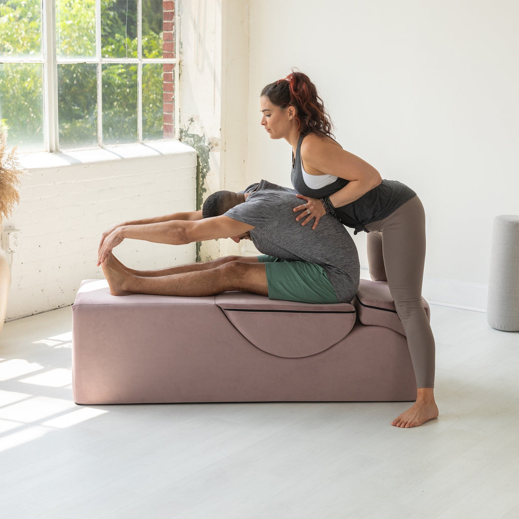 Chaise longue convertible Avana Kami / Yoga et massage - Pouf 2-en-1 avec chaise de salon de yoga escamotable, microvelours - N/A