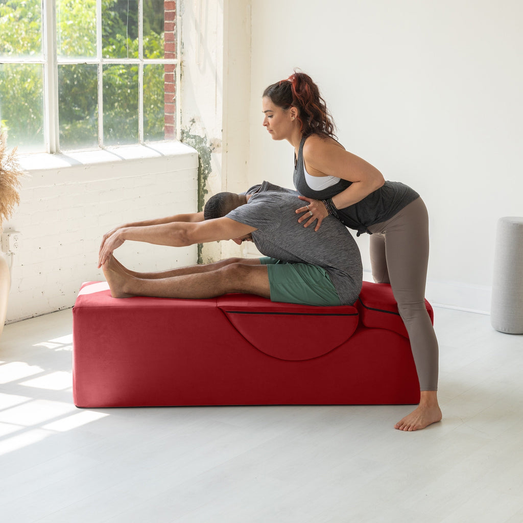 Chaise longue convertible Avana Kami / Yoga et massage - Pouf 2-en-1 avec chaise de salon de yoga escamotable, microvelours - N/A
