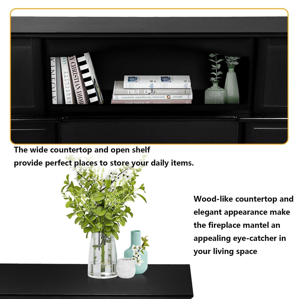 BOSSIN Cheminée électrique 43 pouces avec manteau, insert de cheminée électrique 23 pouces, meuble TV indépendant avec foyer en bois