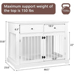 BOSSIN Meuble-abri pour chien de grande taille (112 cm), table de chevet en bois pour chien avec tiroirs de rangement, abri décoratif pour animaux de compagnie.