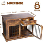 BOSSIN Meuble-abri pour chien de grande taille (112 cm), table de chevet en bois pour chien avec tiroirs de rangement, abri décoratif pour animaux de compagnie.