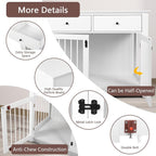 BOSSIN Meuble-abri pour chien de grande taille (112 cm), table de chevet en bois pour chien avec tiroirs de rangement, abri décoratif pour animaux de compagnie.