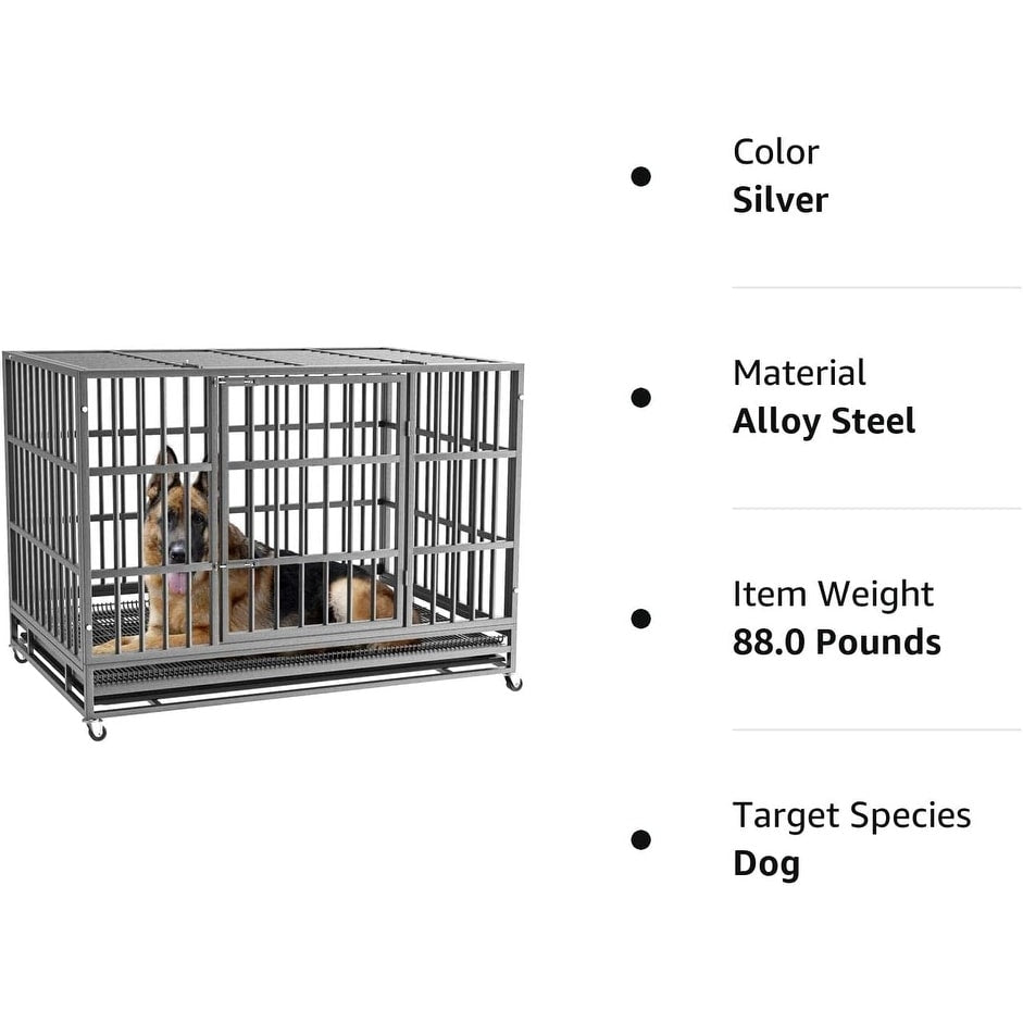 Cage pour chien BOSSIN 48/38 pouces, robuste et indestructible, cage à chien anti-fuite avec roues verrouillables