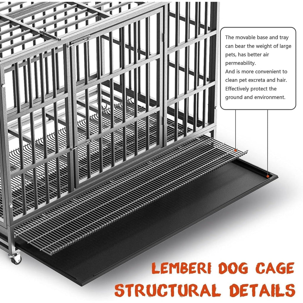 Cage pour chien BOSSIN 48/38 pouces, robuste et indestructible, cage à chien anti-fuite avec roues verrouillables