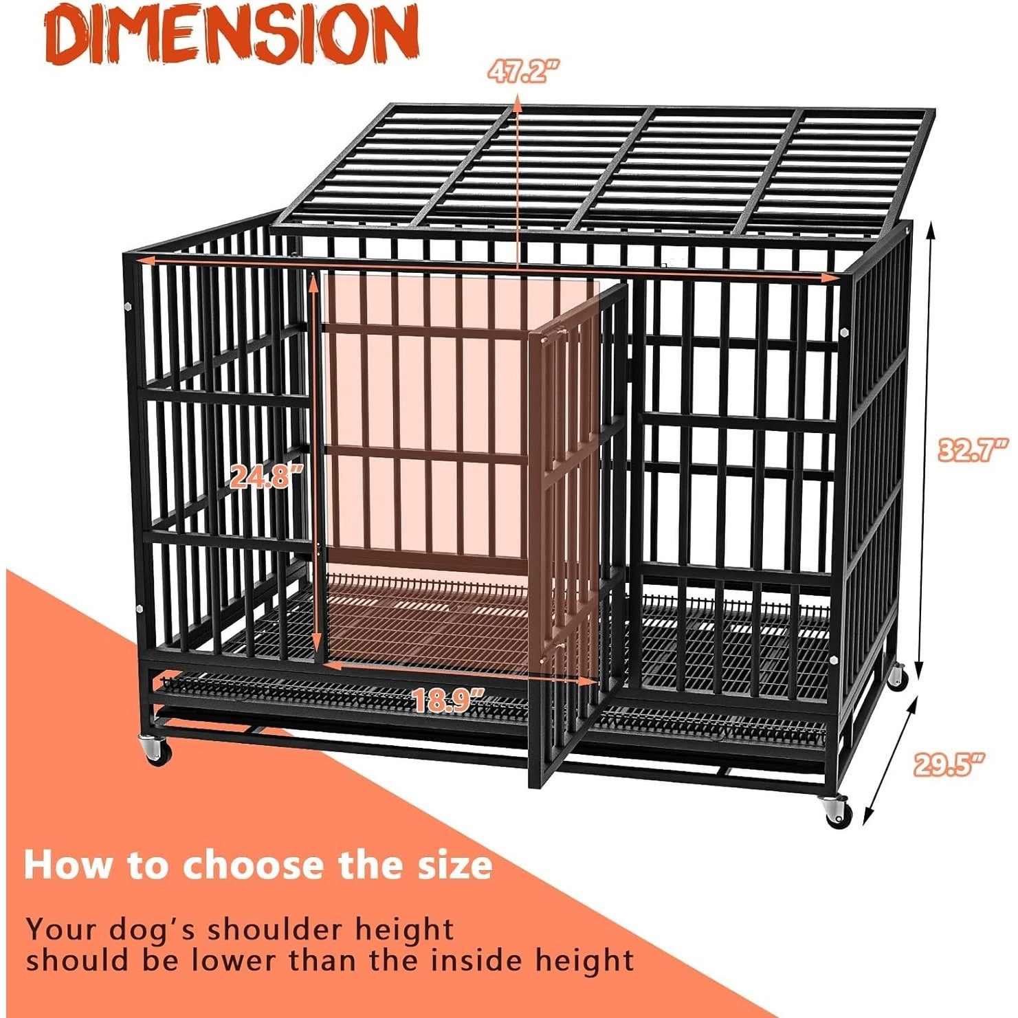Cage pour chien BOSSIN 48/38 pouces, robuste et indestructible, cage à chien anti-fuite avec roues verrouillables