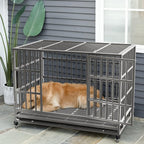 Cage pour chien BOSSIN 48/38 pouces, robuste et indestructible, cage à chien anti-fuite avec roues verrouillables