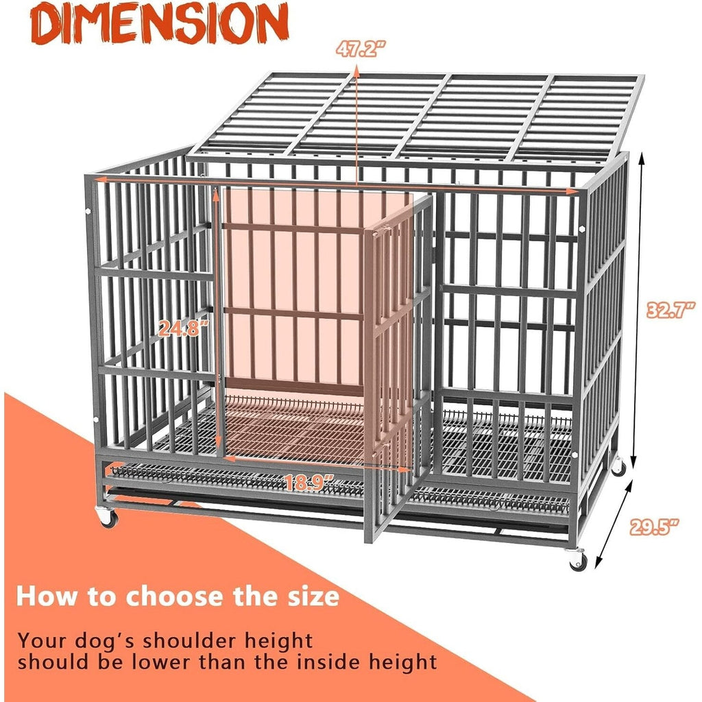 Cage pour chien BOSSIN 48/38 pouces, robuste et indestructible, cage à chien anti-fuite avec roues verrouillables