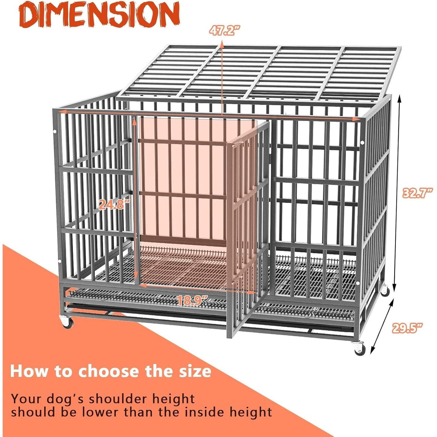 Cage pour chien BOSSIN 48/38 pouces, robuste et indestructible, cage à chien anti-fuite avec roues verrouillables