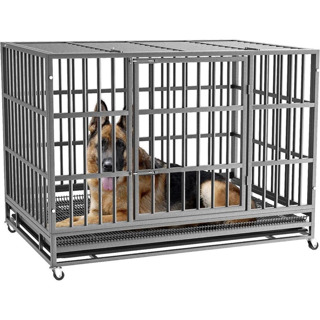 Cage pour chien BOSSIN 48/38 pouces, robuste et indestructible, cage à chien anti-fuite avec roues verrouillables