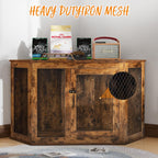 BOSSIN Meuble-côte pour chien d'angle, meuble-côte en bois pour chien de 112/132 cm avec grille, maison de chien en bois décorative pour usage intérieur.