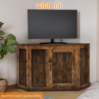 BOSSIN Meuble-côte pour chien d'angle, meuble-côte en bois pour chien de 112/132 cm avec grille, maison de chien en bois décorative pour usage intérieur.