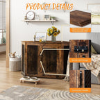 BOSSIN Meuble-côte pour chien d'angle, meuble-côte en bois pour chien de 112/132 cm avec grille, maison de chien en bois décorative pour usage intérieur.