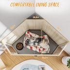 BOSSIN Meuble-côte pour chien d'angle, meuble-côte en bois pour chien de 112/132 cm avec grille, maison de chien en bois décorative pour usage intérieur.