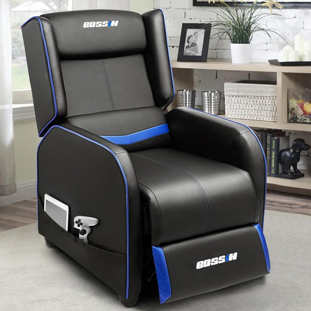Fauteuil inclinable ergonomique BOSSIN en cuir PU pour le jeu, une place, pour le salon