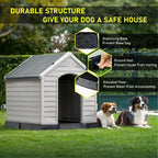 BOSSIN Cabane pour chien en plastique pour chiens de petite à grande taille, abri pour chiot isolé pour intérieur et extérieur avec sol surélevé