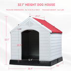 BOSSIN Cabane pour chien en plastique pour chiens de petite à grande taille, abri pour chiot isolé pour intérieur et extérieur avec sol surélevé