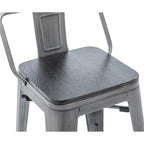 Tabourets de bar avec dossier, lot de 4, tabourets de bar industriels en métal avec assises en bois