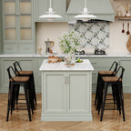 Tabourets de bar avec dossier, lot de 4, tabourets de bar industriels en métal avec assises en bois