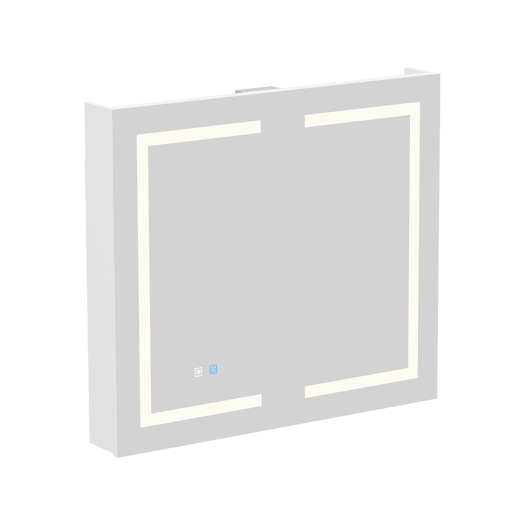 Armoire à miroir de salle de bain avec éclairage LED, anti-buée, 6000K, blanche.