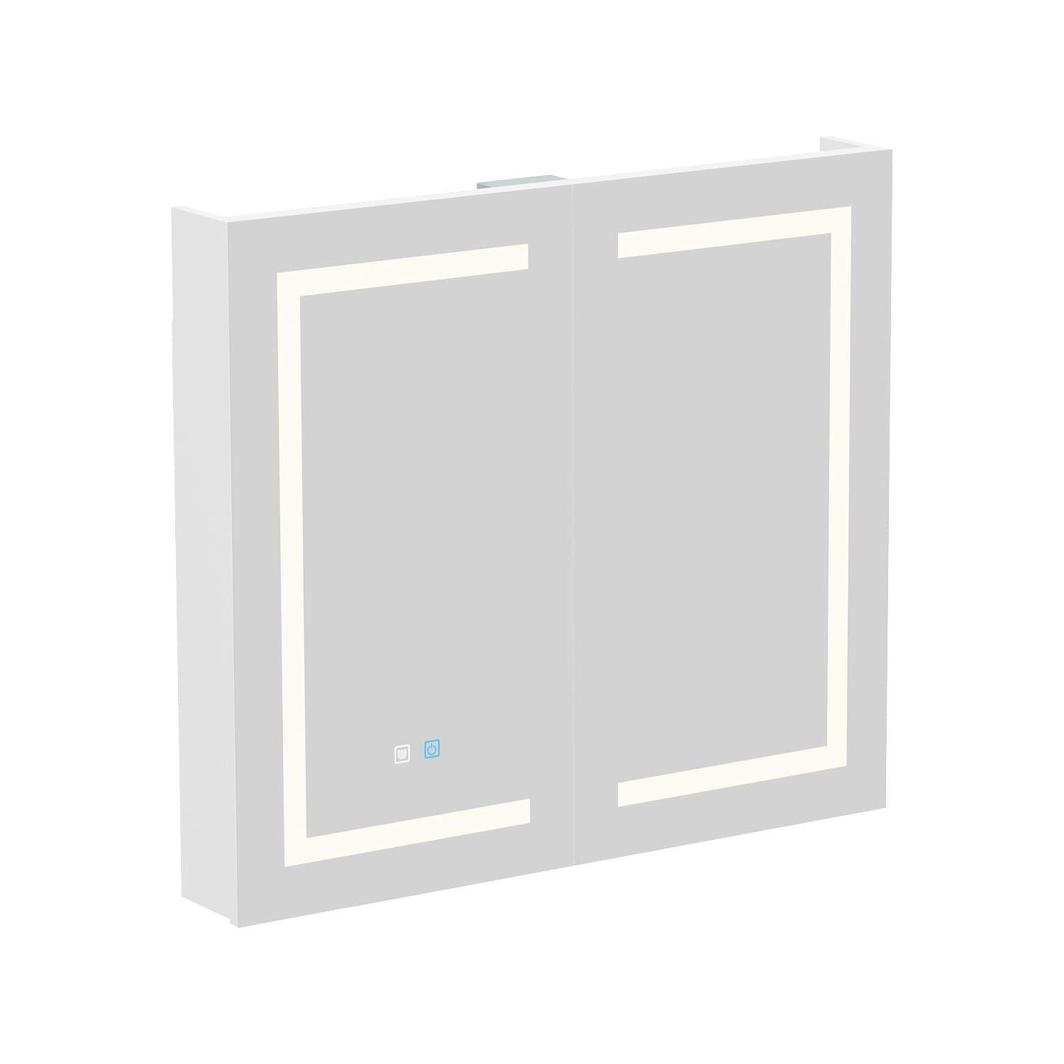 Armoire à miroir de salle de bain avec éclairage LED, anti-buée, 6000K, blanche.