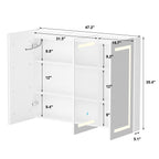 Armoire à miroir de salle de bain avec éclairage LED, anti-buée, 6000K, blanche.