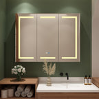 Armoire à miroir de salle de bain avec éclairage LED, anti-buée, 6000K, blanche.