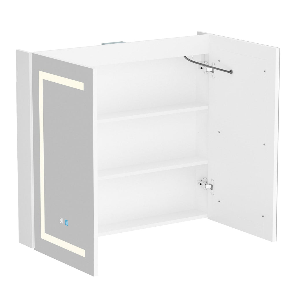 Armoire à miroir de salle de bain avec éclairage LED, anti-buée, 6000K, blanche.